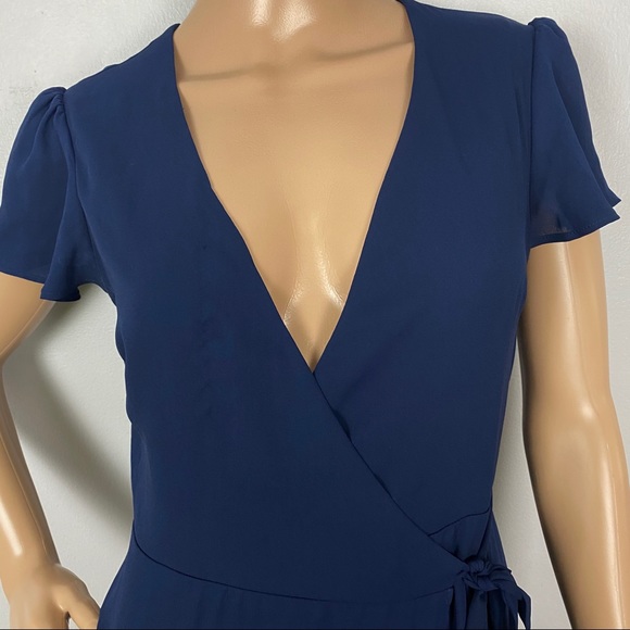 SHOW ME YOUR MUMU NAVY SHORT SLEEVE WRAP MAXI DRESS - Picture 4 of 9